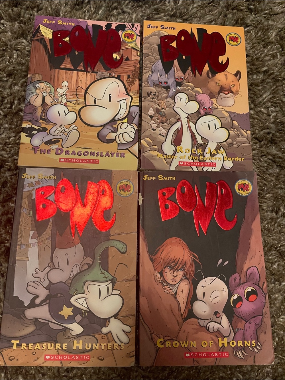 Bone Graphic Novels 3-5,8-9. All in good condition